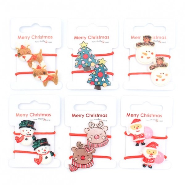 Xmas Christmas Character Elastics. Clip Strip (12)