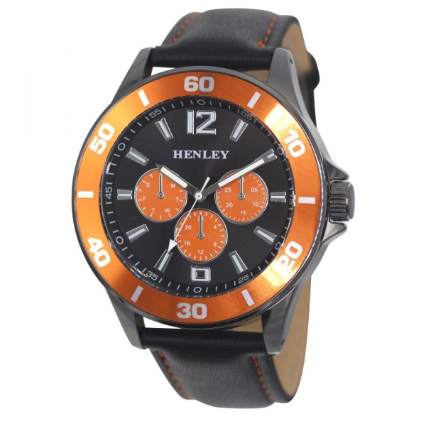 Mens Watch Black Band - Orange