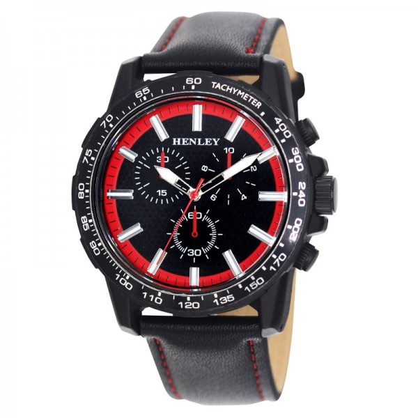 Mens Watch Black Band - Red