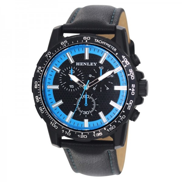 Mens Watch Black Band - Blue