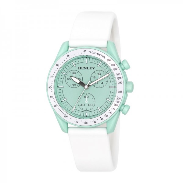 Ladies Watch White Band Green Face