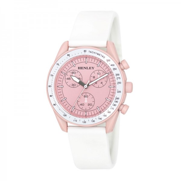 Ladies Watch White Band Pink Face