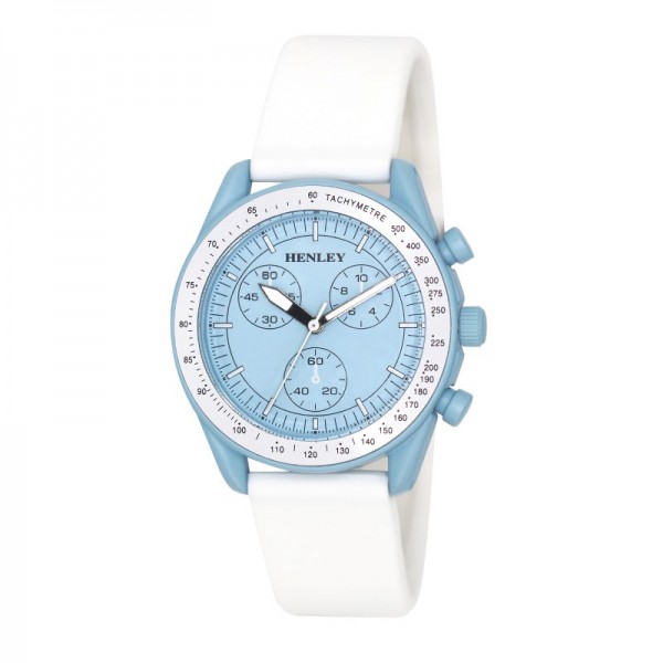 Ladies Watch White Band Blue Face