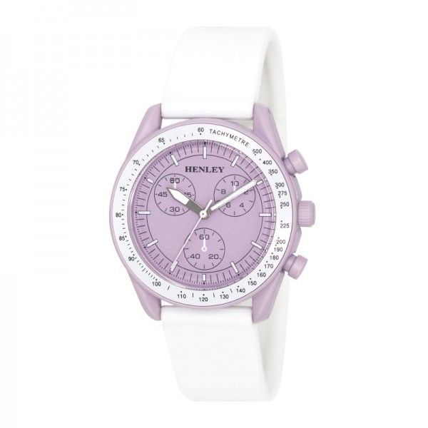 Ladies Watch White Band Lilac Face