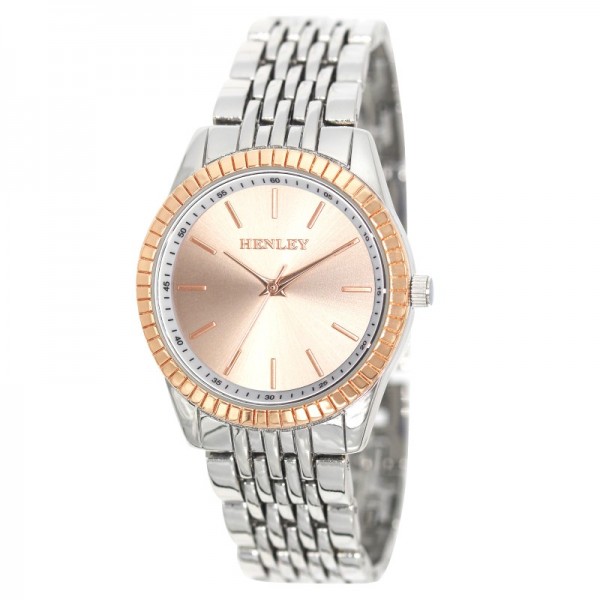 Ladies Watch Silver Bracelet Gold Face