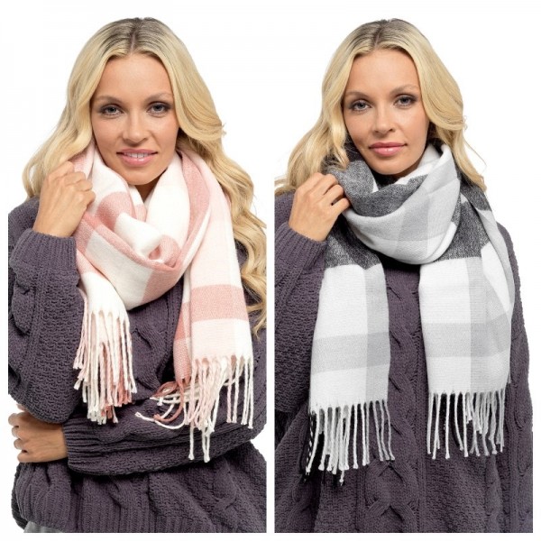 Ladies Checked Scarf With Tassel (12)