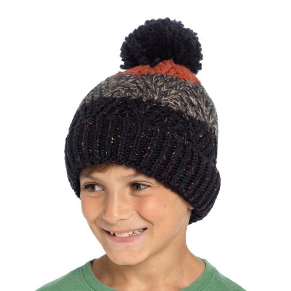 Boys Striped Cable Hat With Fleece Lining (Zero Vat) (12)