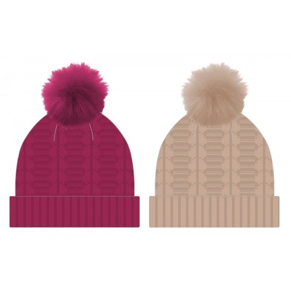 Ladies Chunky Cable Hat With Pom Pom (12)