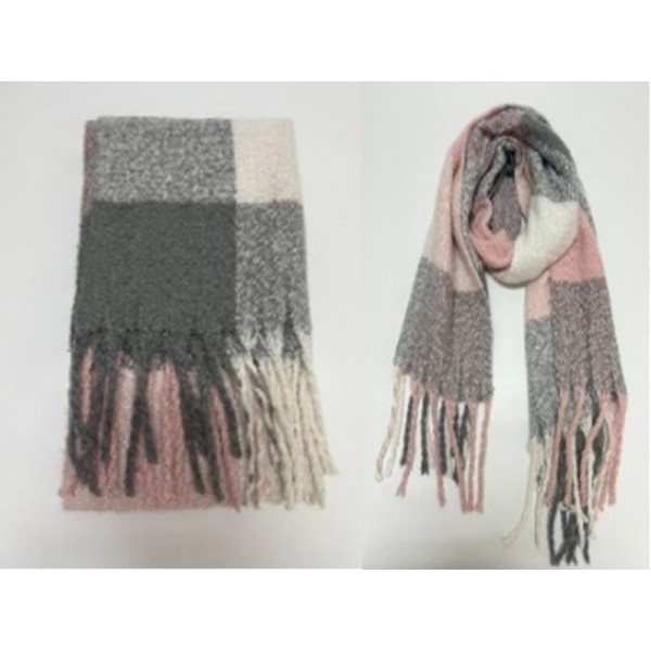 Ladies Buckle Yarn Check Scarf (6)