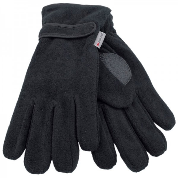 Mens Thinsulate Black Polar Fleece Gloves (12)