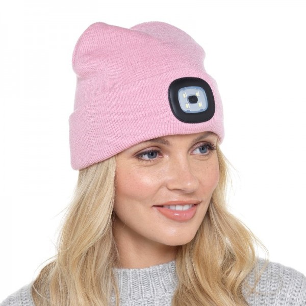 Ladies Baby Pink Led Beanie Hat (12)