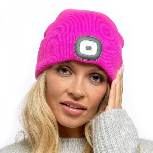 Ladies Neon Pink Led Beanie Hat (12)