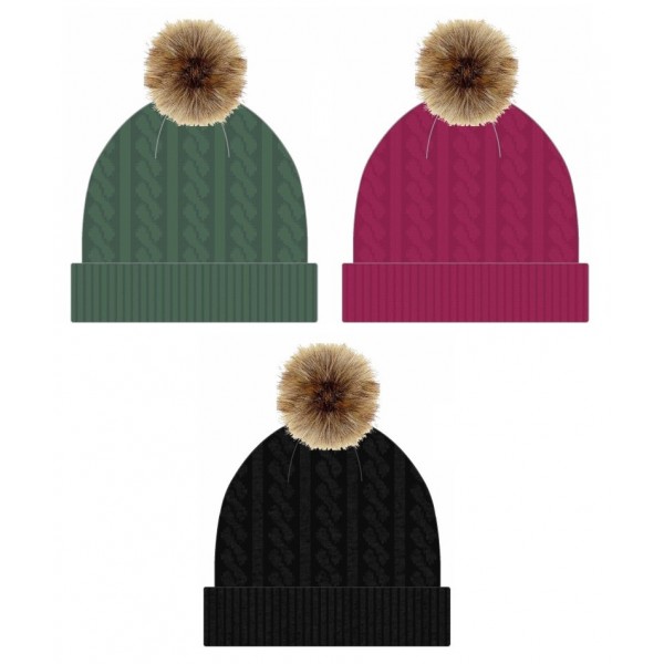 Ladies Cable Bobble Hat (12)