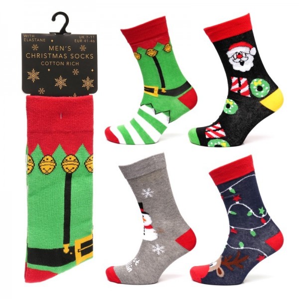 Mens Cotton Rich Christmas Design Socks (12)