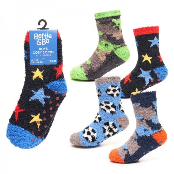 Boys Single Pair Cosy Socks With Gripper (Zero Vat) (12)