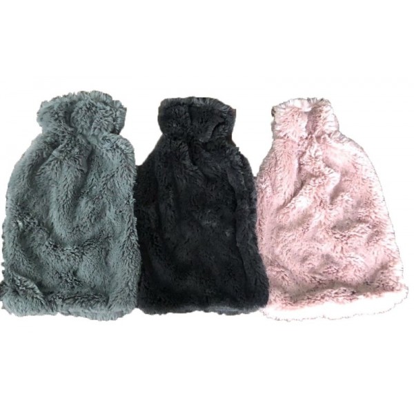 Covered Hot Water Bottle Faux Fur Neutrals (6)