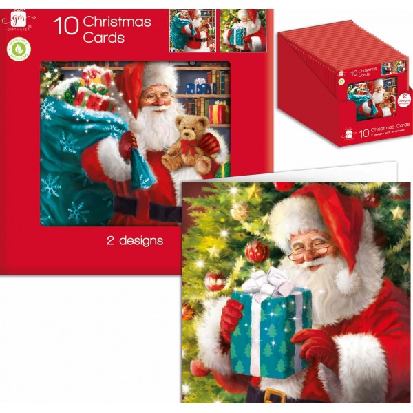 Cards Pk10 Sq Trad Santa 2 Des (24)