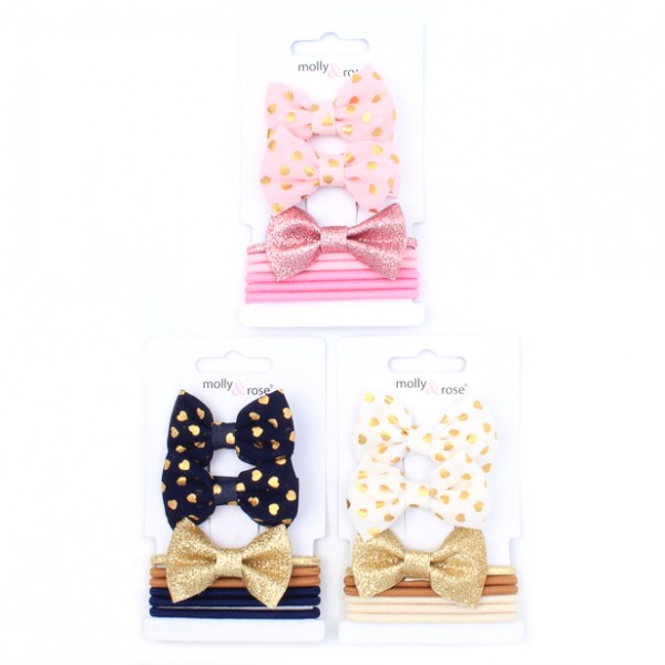 Bow clips & elastics set (6)