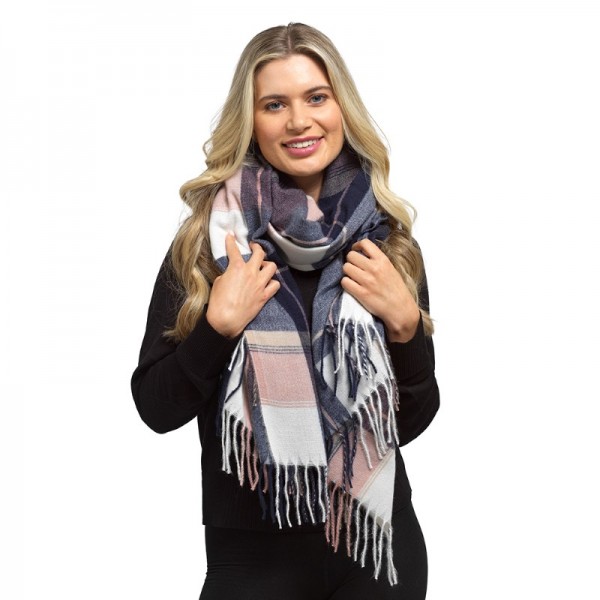 Ladies Wide Check Scarf (6)